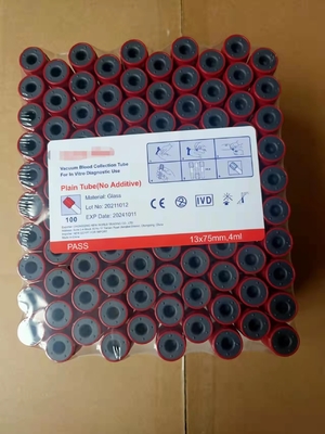 Aprobación CE Red Top No aditivo tubo plano de vacío tubo de recolección de muestras de sangre de acuerdo con Vacuum