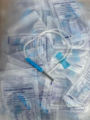 Dos se fueron volando la esterilización suave del gas de la aguja 23G EO de la mariposa de la colección de la sangre azul