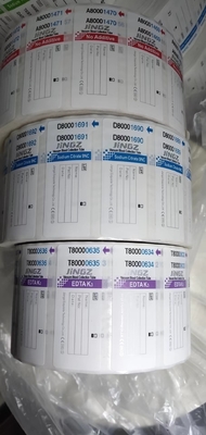Embalaje en rollos Etiqueta médica según el color del tubo para una identificación simplificada