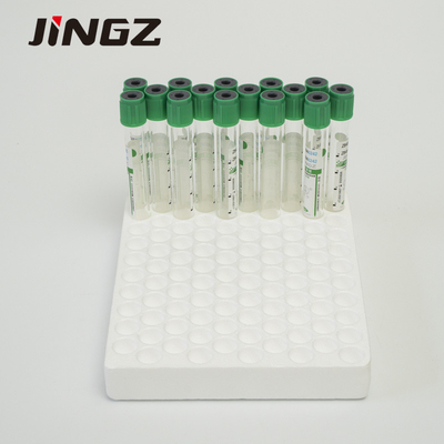 Plástico del vidrio del casquillo 2-10ml del verde del tubo de la colección de la muestra de sangre del tubo de la heparina del litio