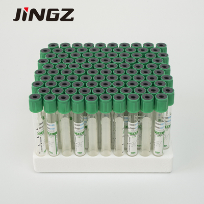 Plástico del vidrio del casquillo 2-10ml del verde del tubo de la colección de la muestra de sangre del tubo de la heparina del litio