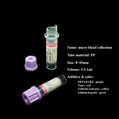 EDTA de la esterilización de radiación que contiene los tubos pediátricos del laboratorio de los tubos 0.1ml
