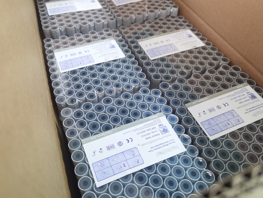 Vidrio de tubo del azúcar del tubo de la colección de la sangre del fluoruro de Grey Cap Vacuum Glucose Tube o ANIMAL DOMÉSTICO