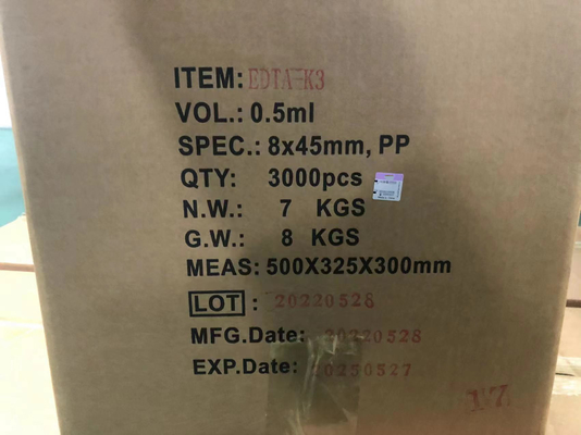 No limpie los tubos micro micros pediátrico PP 0.25ml del EDTA con la aspiradora