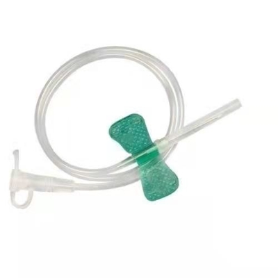 Juego de infusión con alas de mariposa con aguja de mariposa verde para análisis de sangre 21g 22g 23g