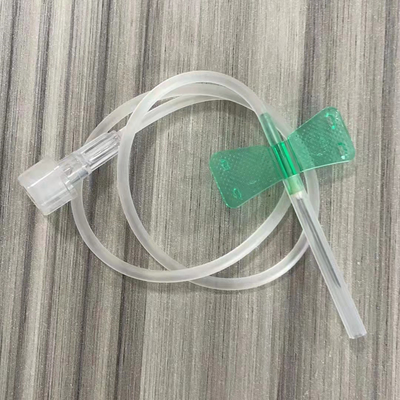 Juego de infusión con alas de mariposa con aguja de mariposa verde para análisis de sangre 21g 22g 23g