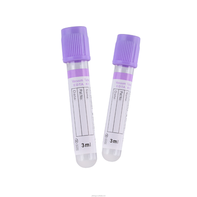 Etiqueta púrpura rociada del OEM de la botella del análisis de sangre del vidrio de K3edta Vacuum 2ml