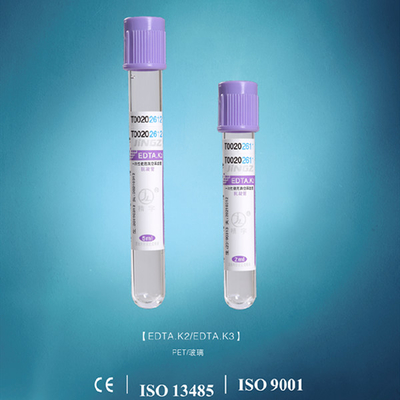 ACARICIE el tubo de cristal Vacuum púrpura 16*100m m del EDTA K2 para los exámenes hematológicos