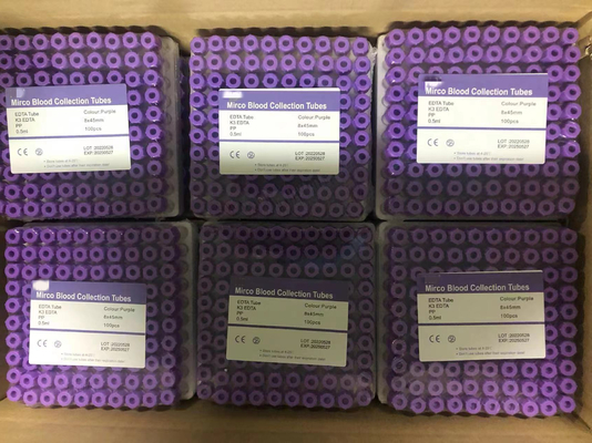 Lavanda Tubos pequeños de EDTA Micro no vacío Edta 0,5 ml para pruebas pediátricas