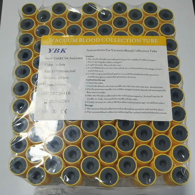 El tubo 6ml del separador del suero del top del oro del ANIMAL DOMÉSTICO coagula activador Vacuum 13*100m m