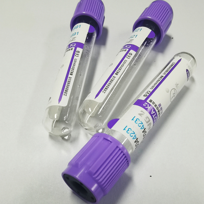 Tubo de ensayo plástico púrpura del EDTA 3.2mg/ml del tubo K3 de la colección de la sangre del EDTA del vacío del casquillo
