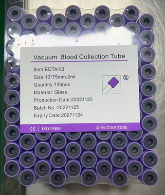 Tubo de vacío estéril del tubo de la colección de la sangre del EDTA del casquillo K3 de la prensa 2ml