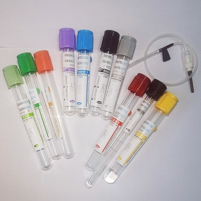 Tubos de la colección de la muestra de sangre del vacío con color púrpura negro azulverde amarillo rojo