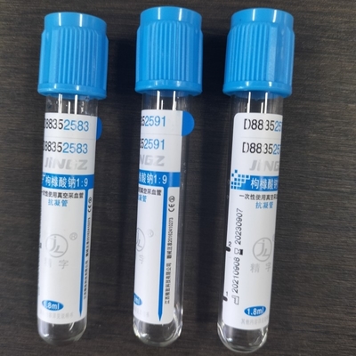 Tubo de recolección de sangre de citrato sódico azul claro con vidrio - 13 x 75 mm