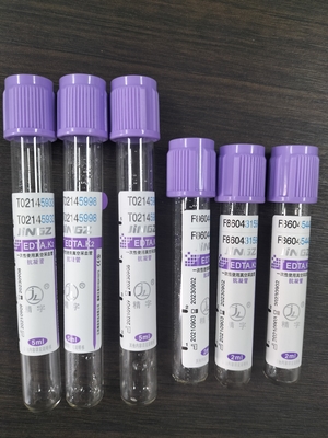 Tubo de análisis de sangre de plástico y vidrio de 13*100 mm con tapa púrpura y cierre con tapa prensada