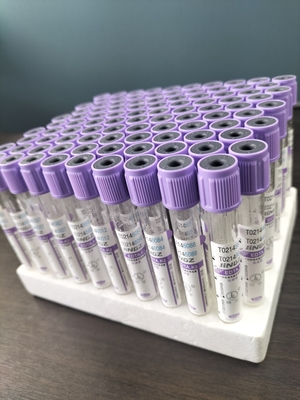 Tubo de vidrio K2 EDTA para 1ml-10ml Capacidad con etiqueta de tubo púrpura Color en material de vidrio
