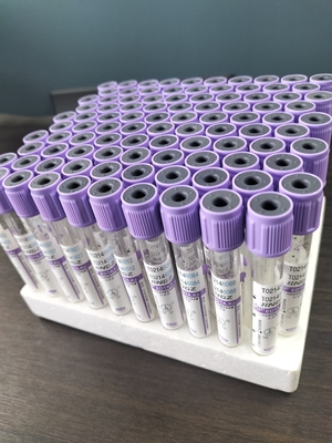 Tubo de vidrio K2 EDTA para 1ml-10ml Capacidad con etiqueta de tubo púrpura Color en material de vidrio