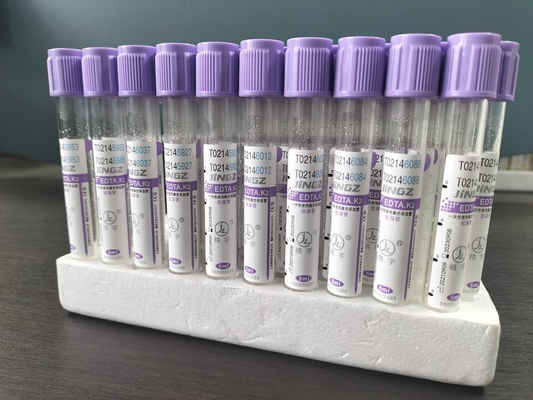 Aprobación CE Tubo K2 EDTA Tubo médico de capuchón superior púrpura Tipo 1ml-10ml