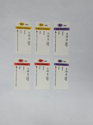 Etiqueta impermeable para el tubo de recolección de sangre para uso médico.