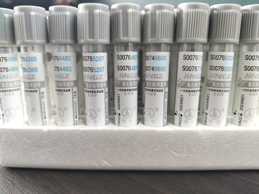 Tubo de glucosa con tapa gris de 2 ml a 10 ml para recolección de sangre médica