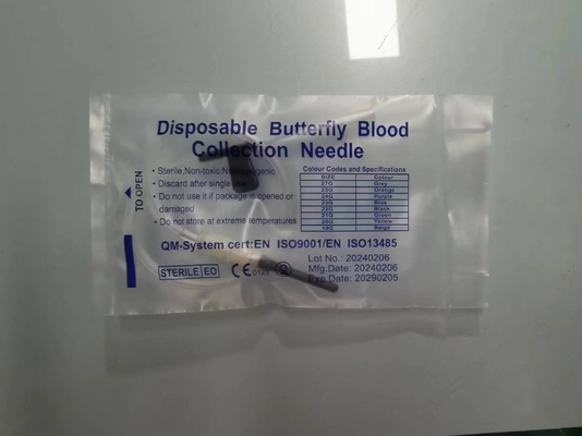 Aguja de captación de sangre de mariposa de ala única 21G 22G 23G 24G 25G con marca Ce