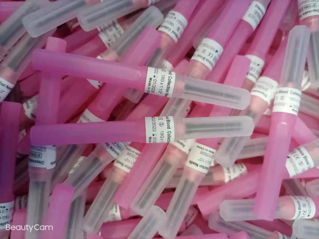 esterilización multi del gas del EO de la muestra de Pen Type Blood Collection Needle del rosa 18G