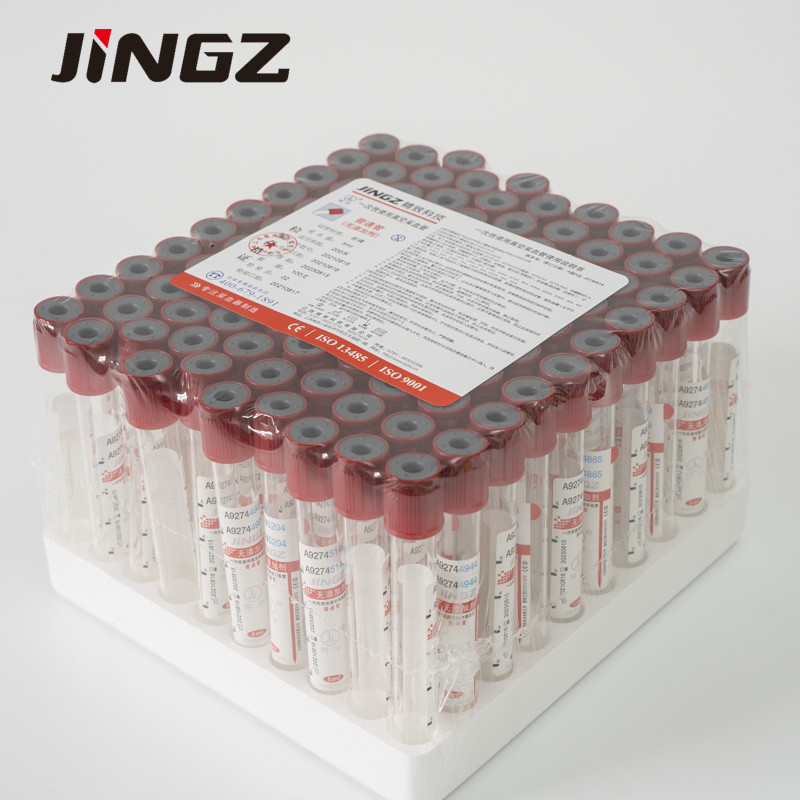 Aprobación CE Red Top No aditivo tubo plano de vacío tubo de recolección de muestras de sangre de acuerdo con Vacuum