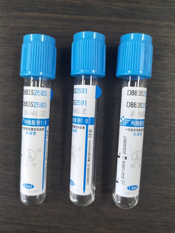 Prueba de laboratorio de citrato de sodio de vacío de recolección de sangre PT tubo con tapa azul