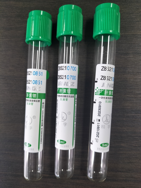 Capullo verde 2 ml-10 ml tubo de heparina de sodio para tubo de ensayo de recolección de sangre médica